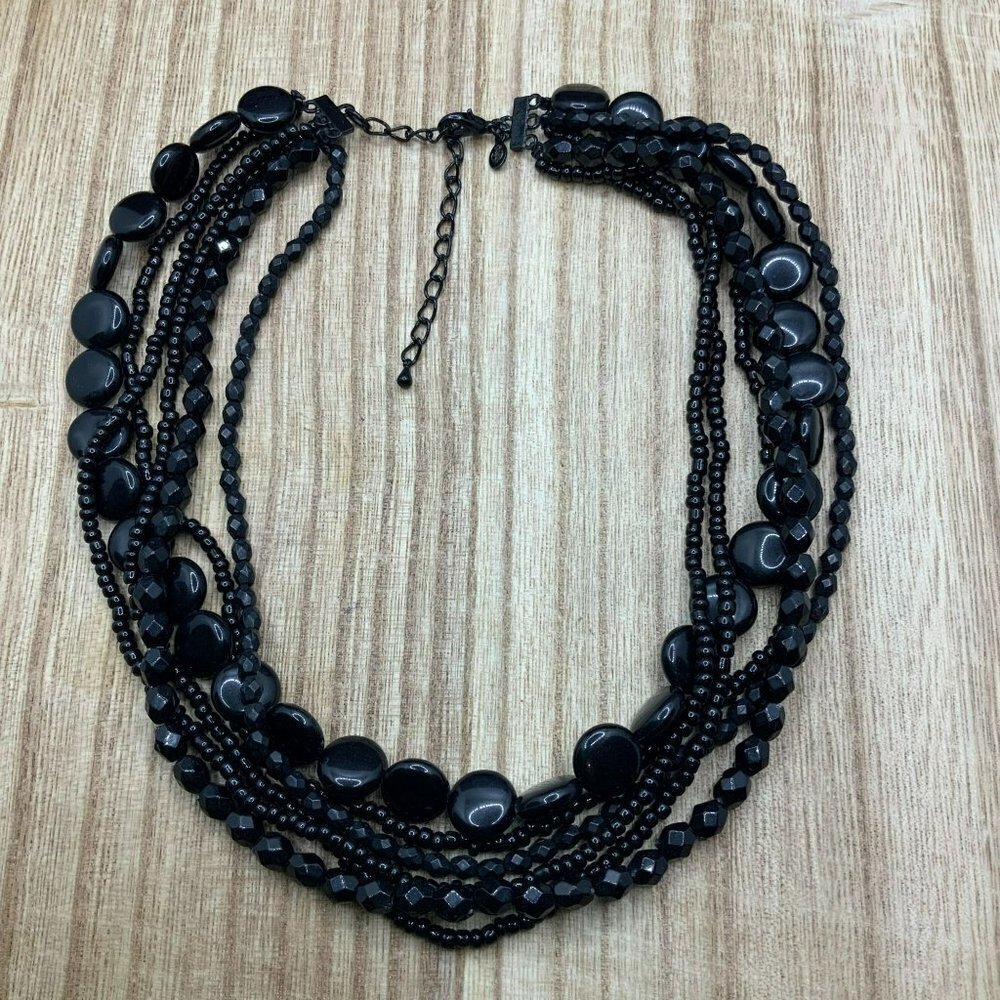 Premier Designs Multi Strands Black Beaded Necklace